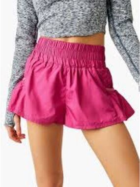 FP Movement by Free People Hot Pink Ruffle-Hem Athletic Shorts